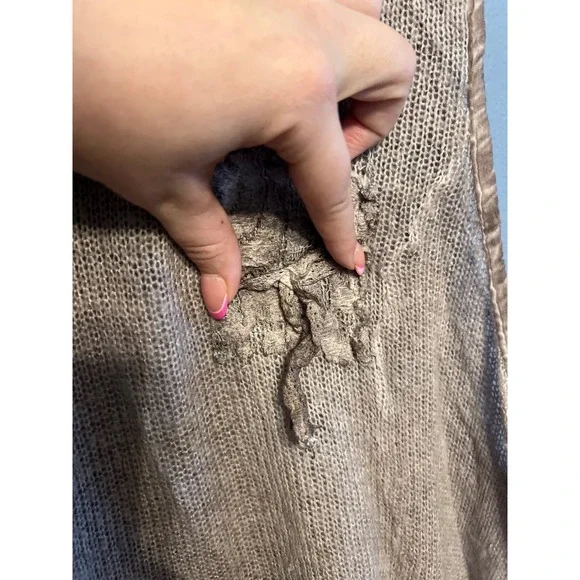 Fantazia Light Brown Asymmetrical Tank Top Crochet Boho Whimsical Festival SZ LG - Picture 4 of 8